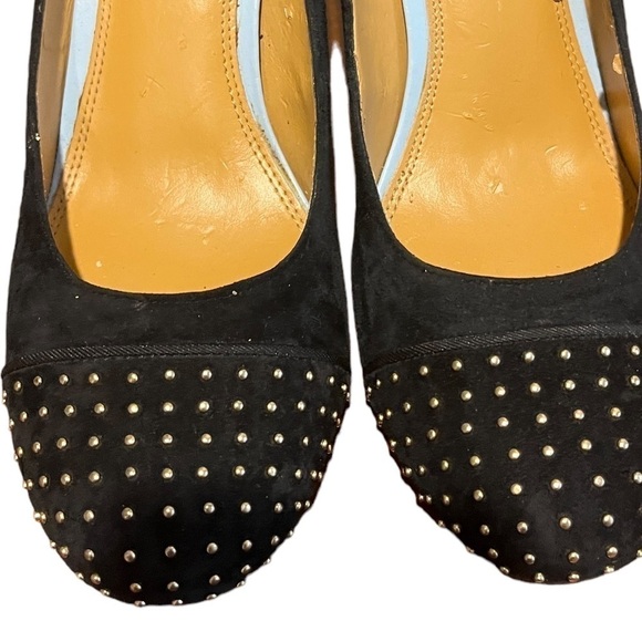 Cynthia Rowley Halo Black Suede Pumps w/ Gold Studded Embellishments Sz 10 - Picture 6 of 11